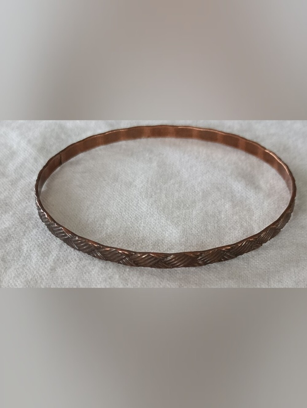 Textured Copper Bangle Bracelet - Warm Copper Tone